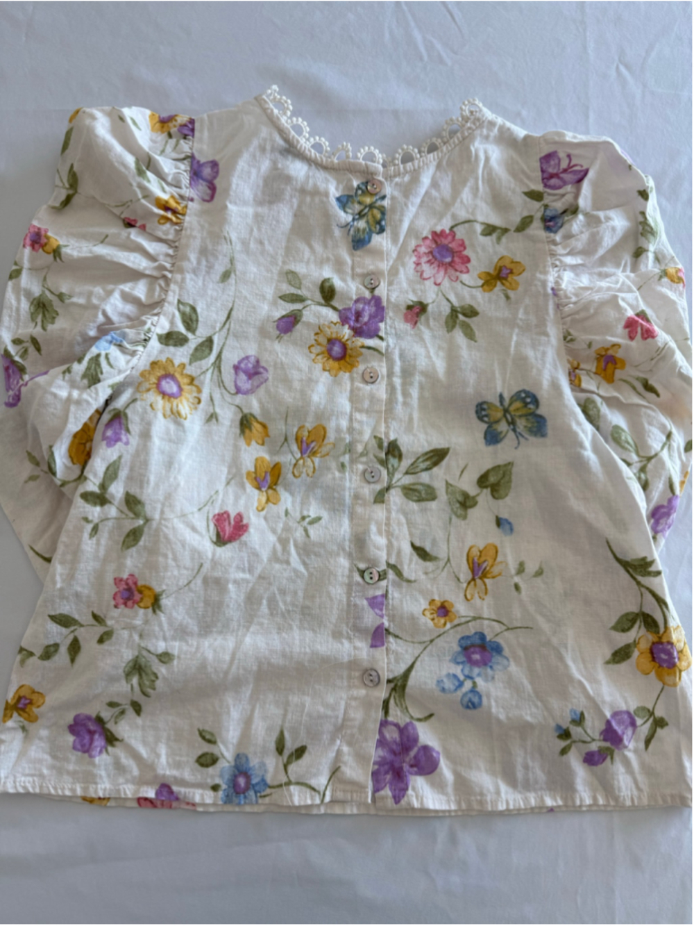 Women's Laura Ashley Linen blend Floral Blouse Size M White Multicolor - Picture 6 of 7